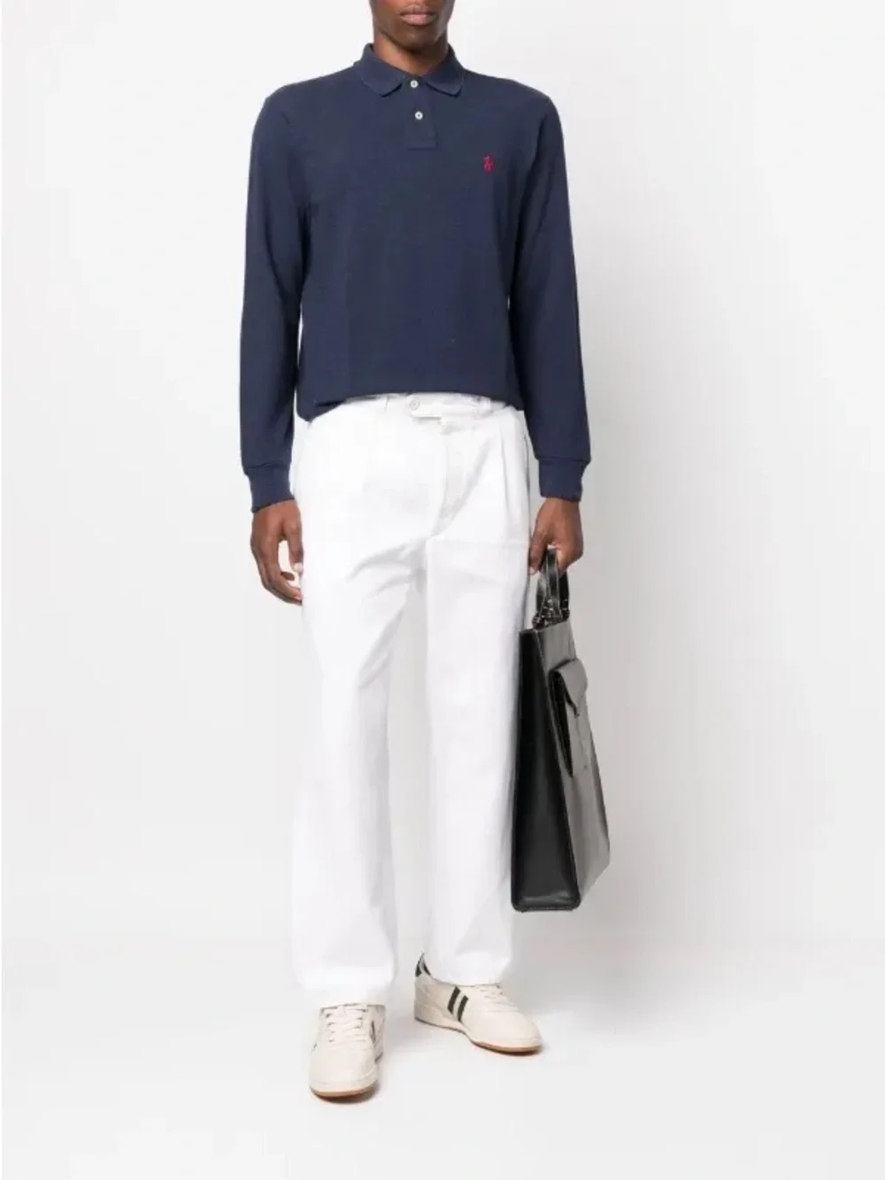 Ralph Lauren Navy Long-Sleeve Polo with Red Pony Embroidery
